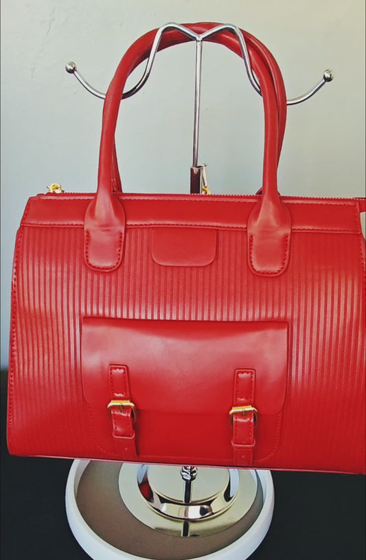 Ladies zipper stripe bag - Wine