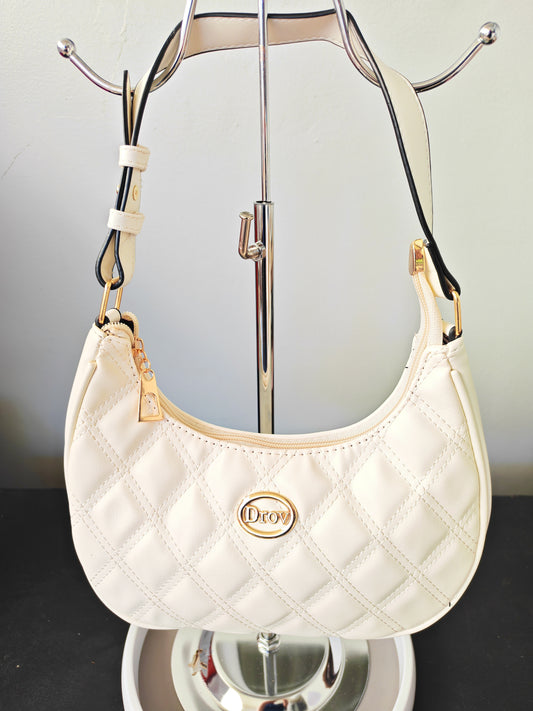 Ladies zipper half moon bag - Cream