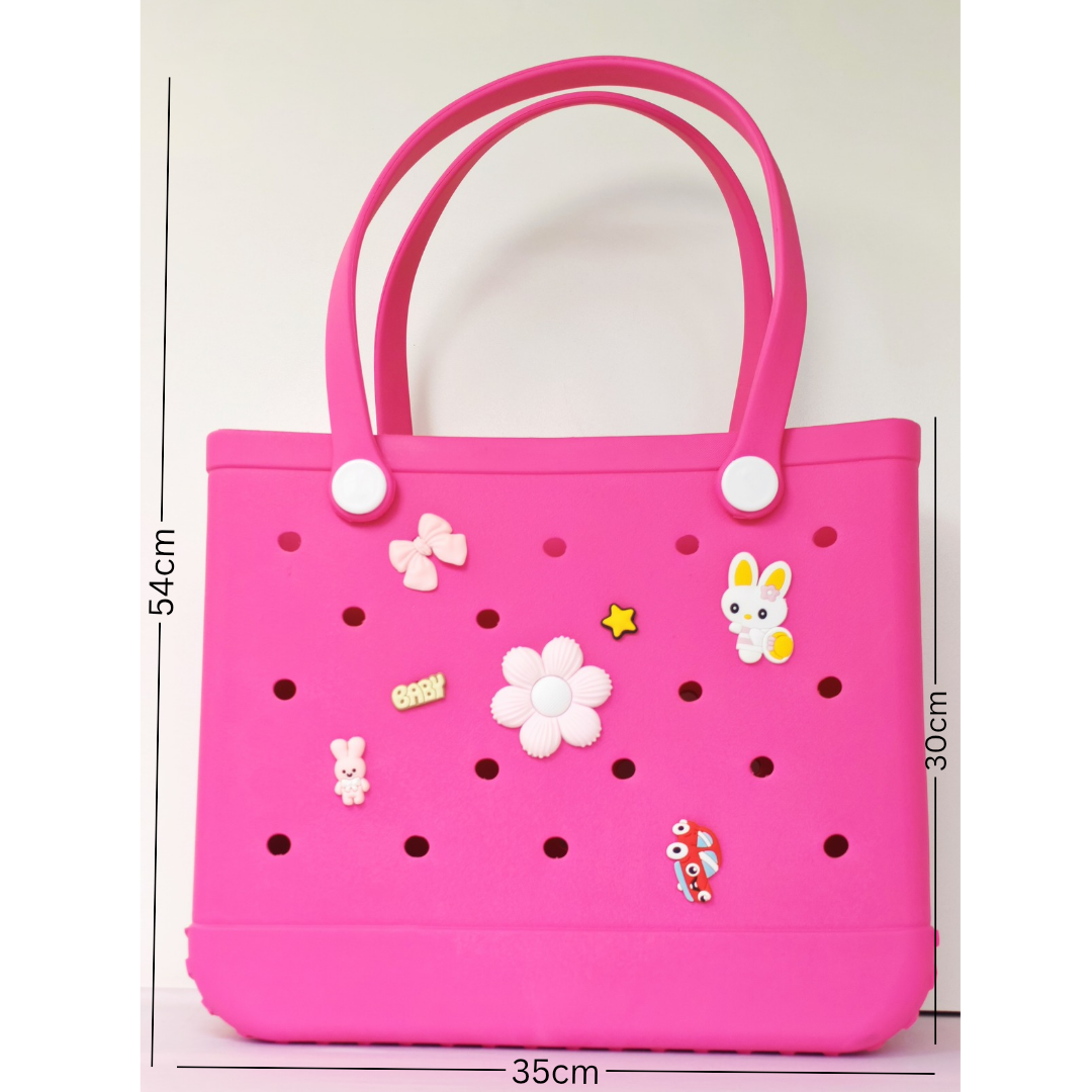 Beach Bag Hot Pink Large tote (incl Bag Charms)
