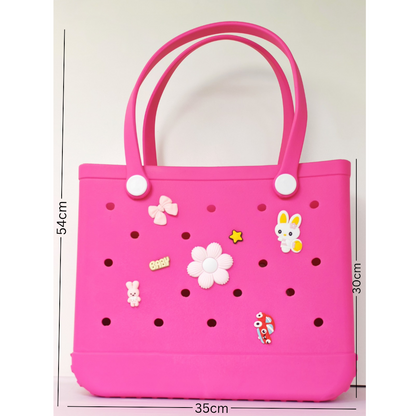 Beach Bag Hot Pink Large tote (incl Bag Charms)