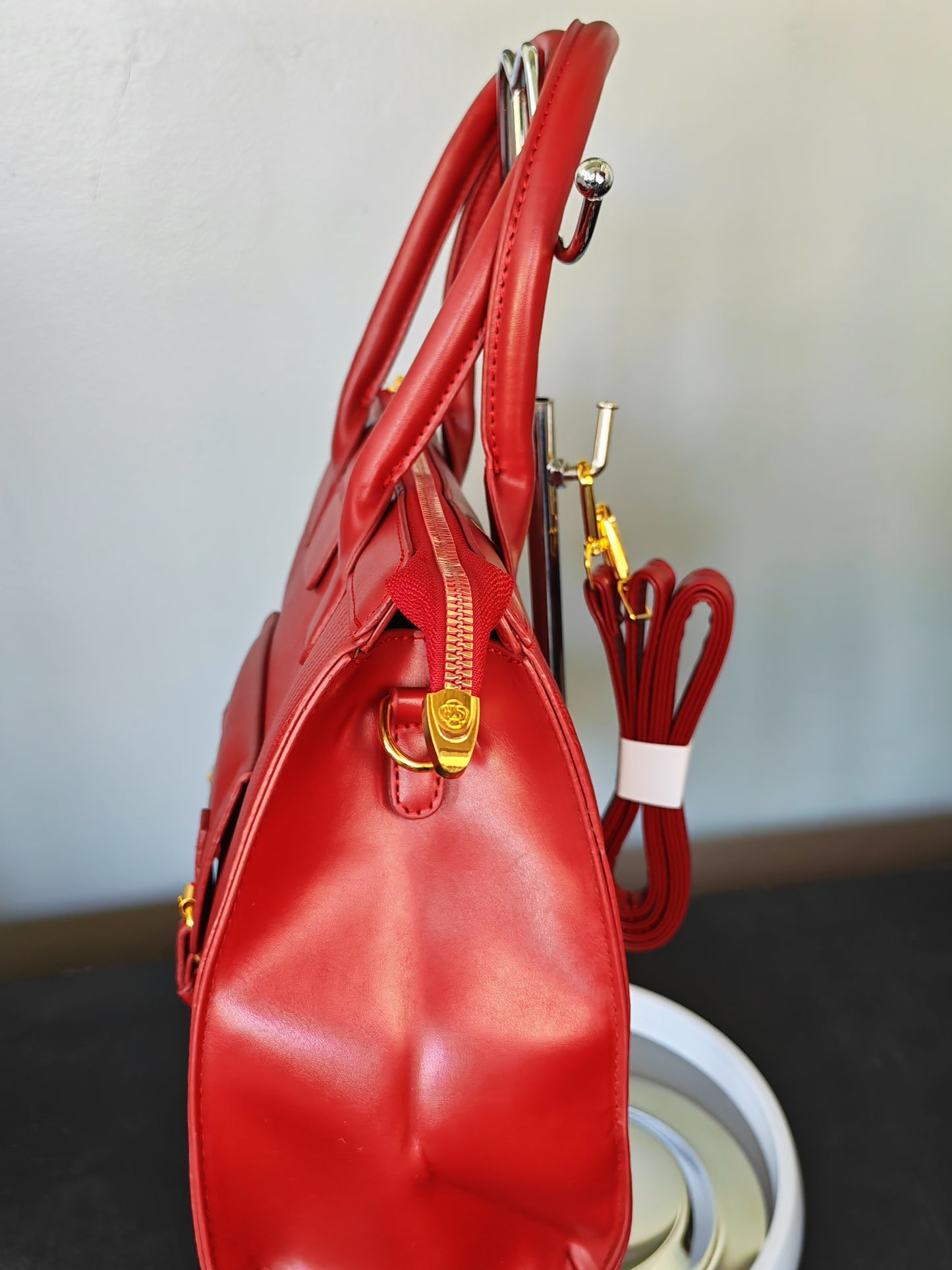 Ladies zipper stripe bag - Wine