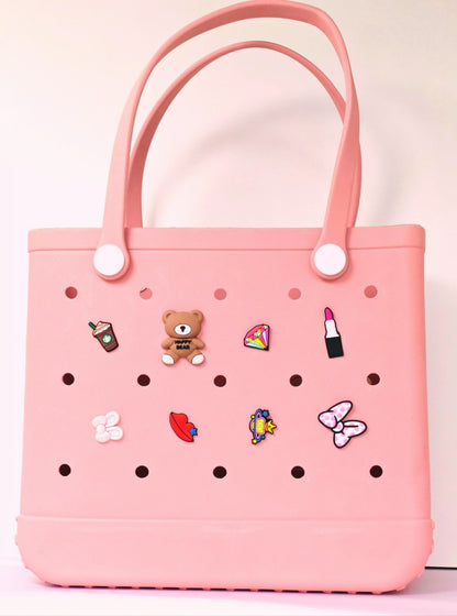 Beach Bag baby Pink- Large tote (incl Bag Charms)