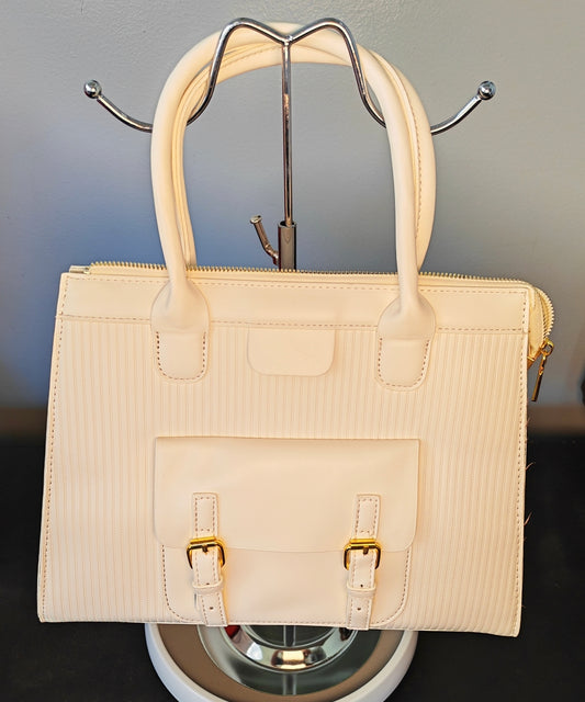 Ladies zipper stripe bag - Cream