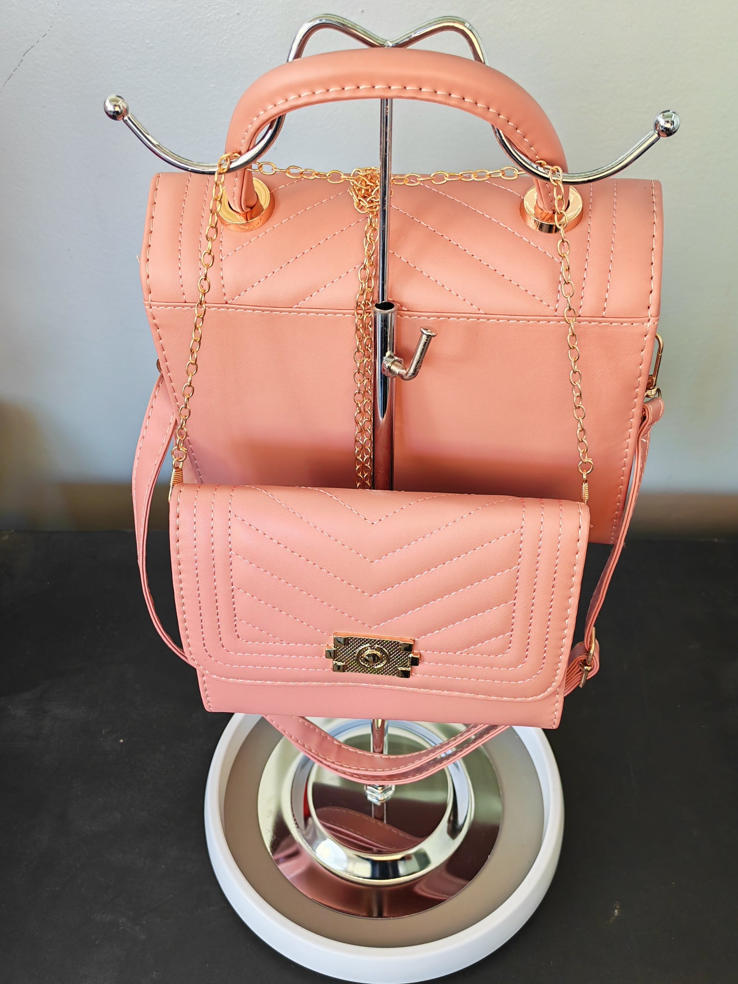 Ladies zipper plus extra bag - Pink