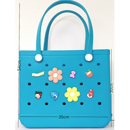 Beach Bag Teal Large tote (incl Bag Charms)