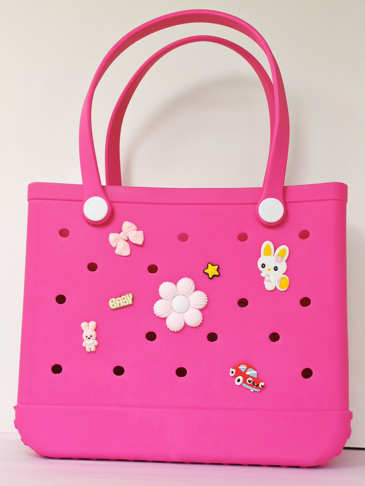 Beach Bag Hot Pink Large tote (incl Bag Charms)