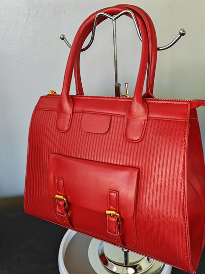 Ladies zipper stripe bag - Wine