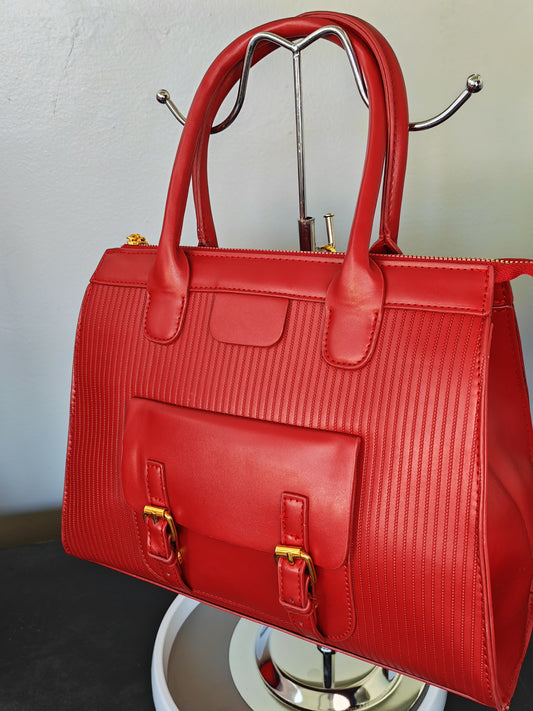 Ladies zipper stripe bag - Wine