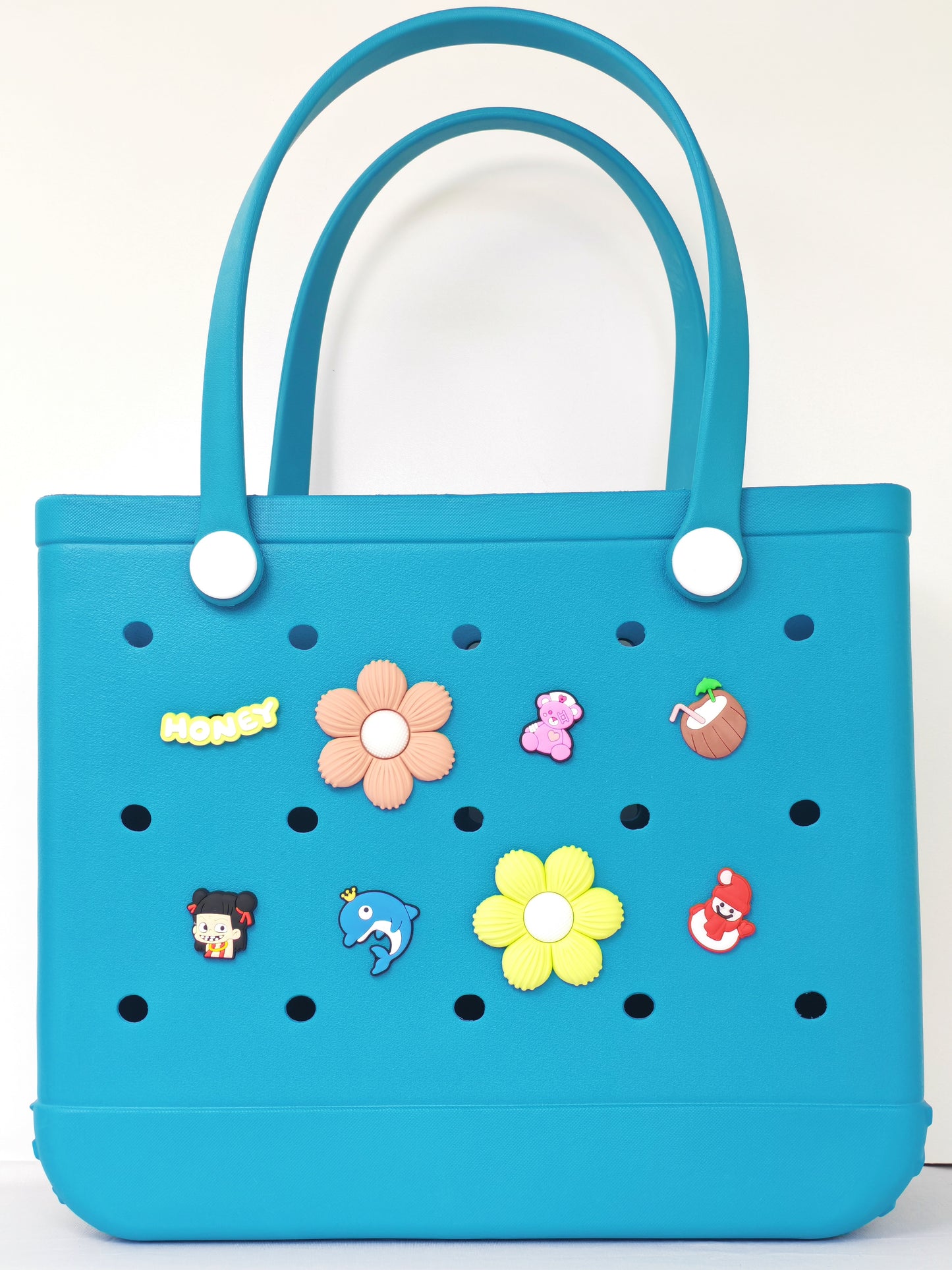 Beach Bag Teal Large tote (incl Bag Charms)